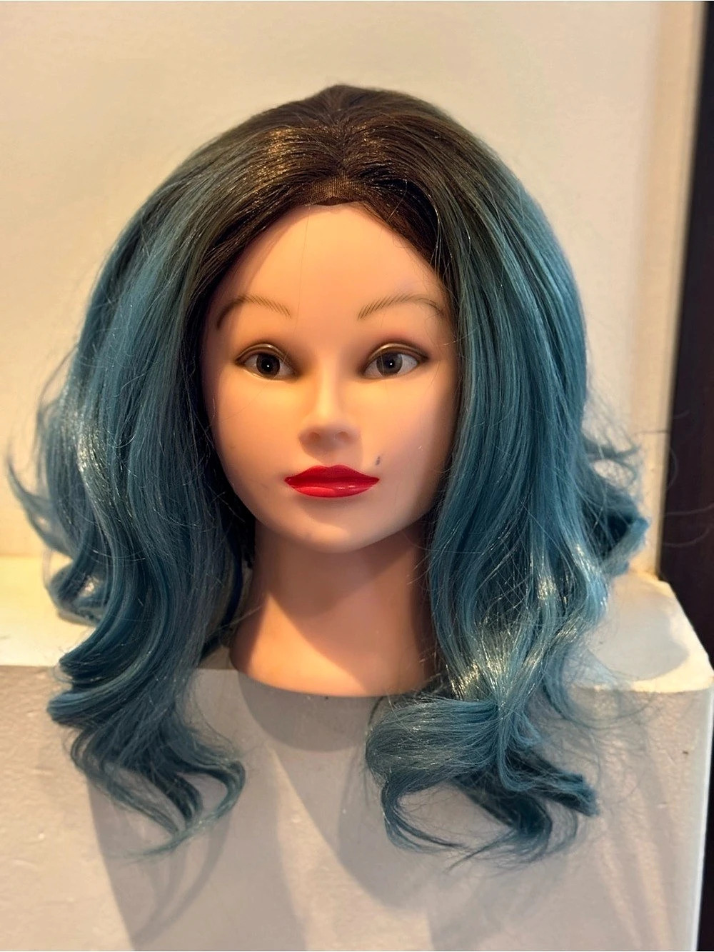 Blue & Brown Wavy Curly Wig